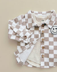 Cotton Shacket | Smiley Checkered Latte