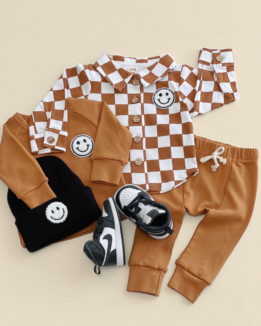 Cotton Shacket | Smiley Checkered Copper