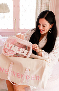 Weekender Oversized Canvas Duffel - Pink Toile