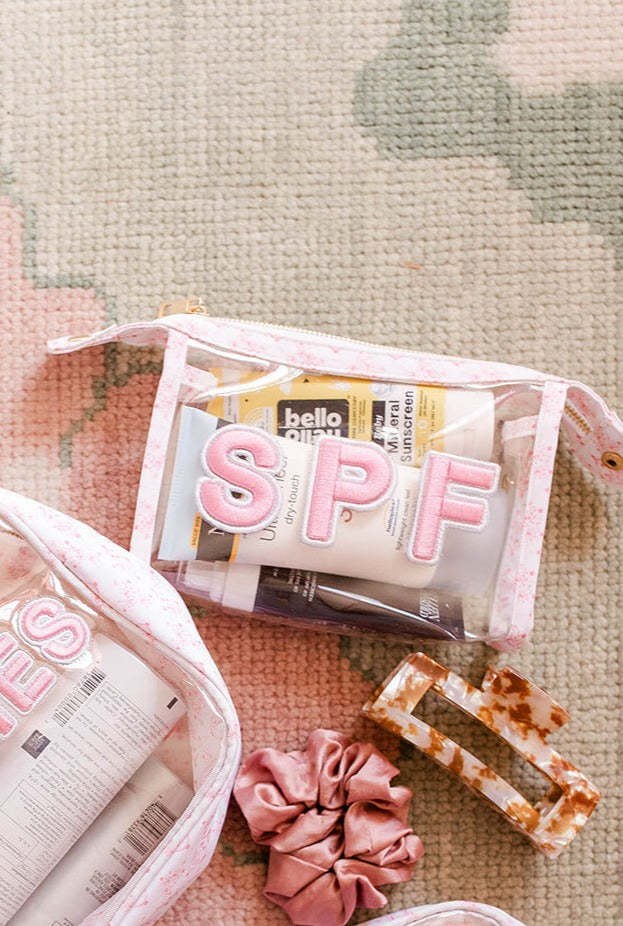 SPF Clear Snap Pouch - Pink Toile