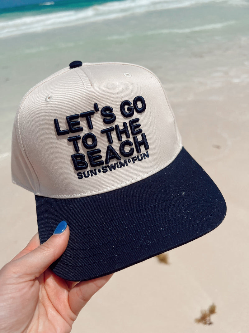 Let's Go To The Beach - Navy Vintage Trucker Hat