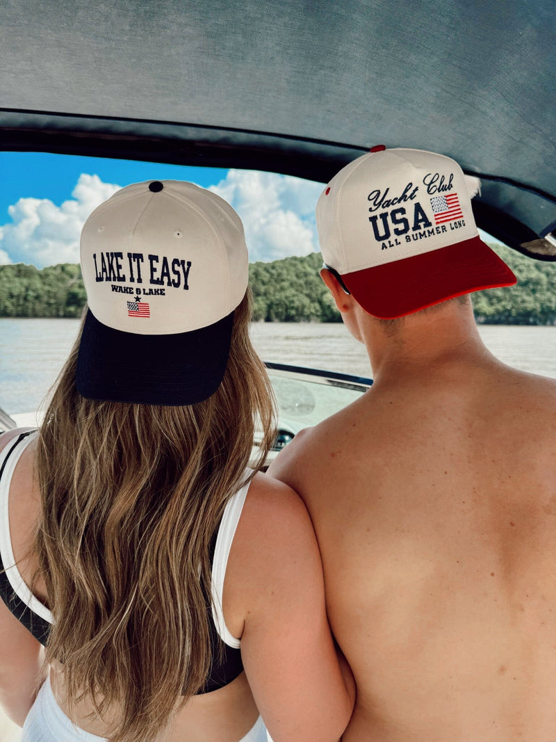 Lake it Easy - Navy Vintage Trucker Hat