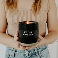 Fresh Coffee Soy Candle - Black Stoneware Jar - 12 oz