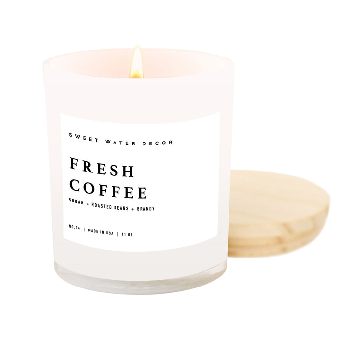 Fresh Coffee Soy Candle - White Jar - 11 oz