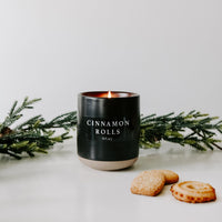 Cinnamon Rolls Soy Candle - Black Stoneware Jar - 12 oz