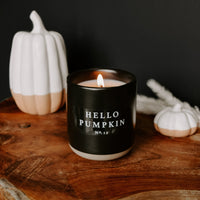 Hello Pumpkin Soy Candle - Black Stoneware Jar - 12 oz