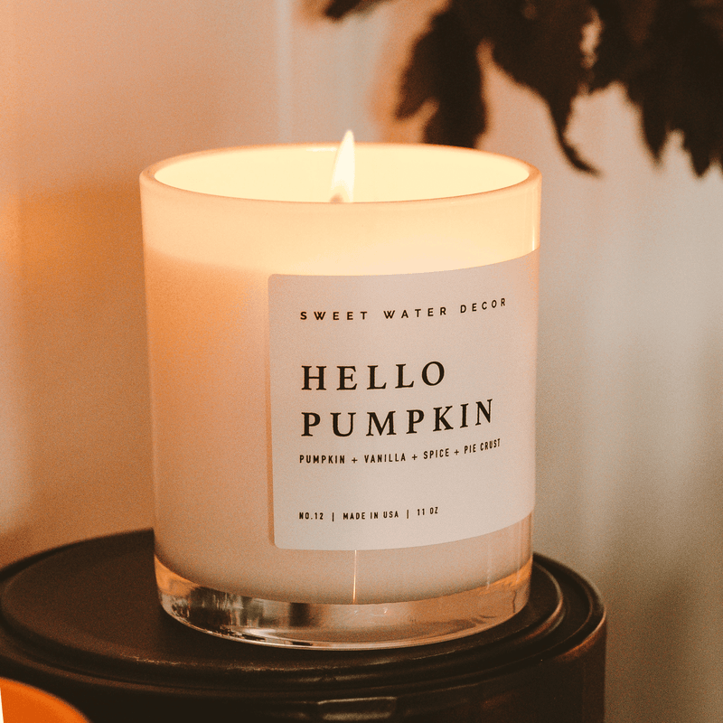 Hello Pumpkin Soy Candle - White Jar - 11 oz