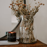 Hello Fall Soy Candle - Black Stoneware Jar - 12 oz