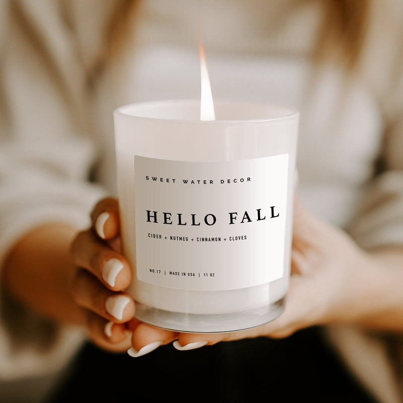 Hello Fall Soy Candle - White Jar - 11 oz