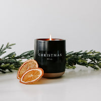 Christmas Soy Candle - Black Stoneware Jar - 12 oz