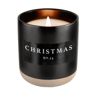 Christmas Soy Candle - Black Stoneware Jar - 12 oz