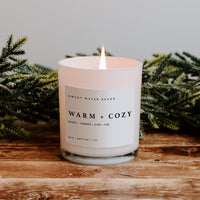 Warm and Cozy Soy Candle - White Jar - 11 oz