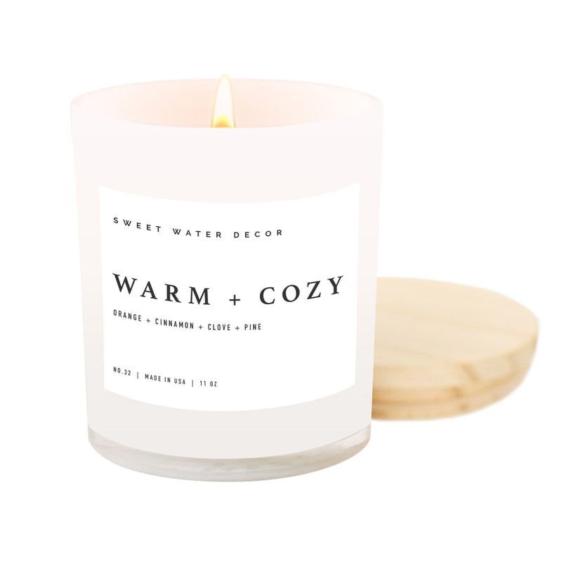 Warm and Cozy Soy Candle - White Jar - 11 oz