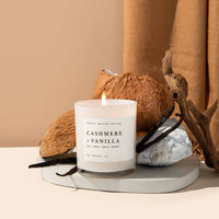 Cashmere and Vanilla Soy Candle - White Jar - 11 oz