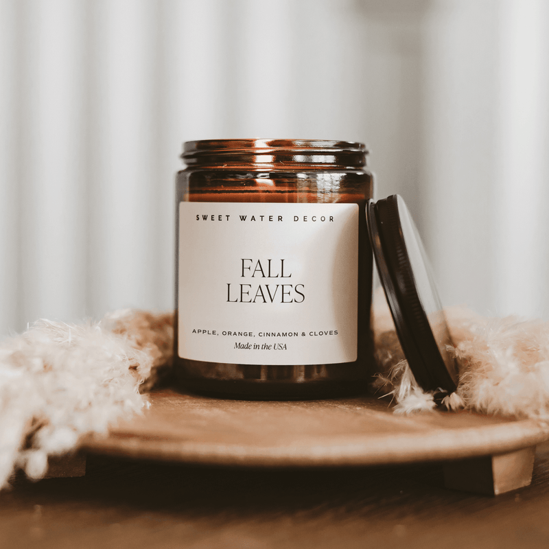 Fall Leaves Soy Candle - Amber Jar - 9 oz