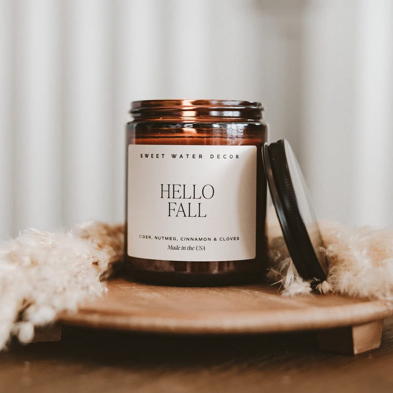 Hello Fall Soy Candle - Amber Jar - 9 oz