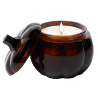 Hello Fall Soy Candle - Amber Glass Pumpkin Jar - 20 oz