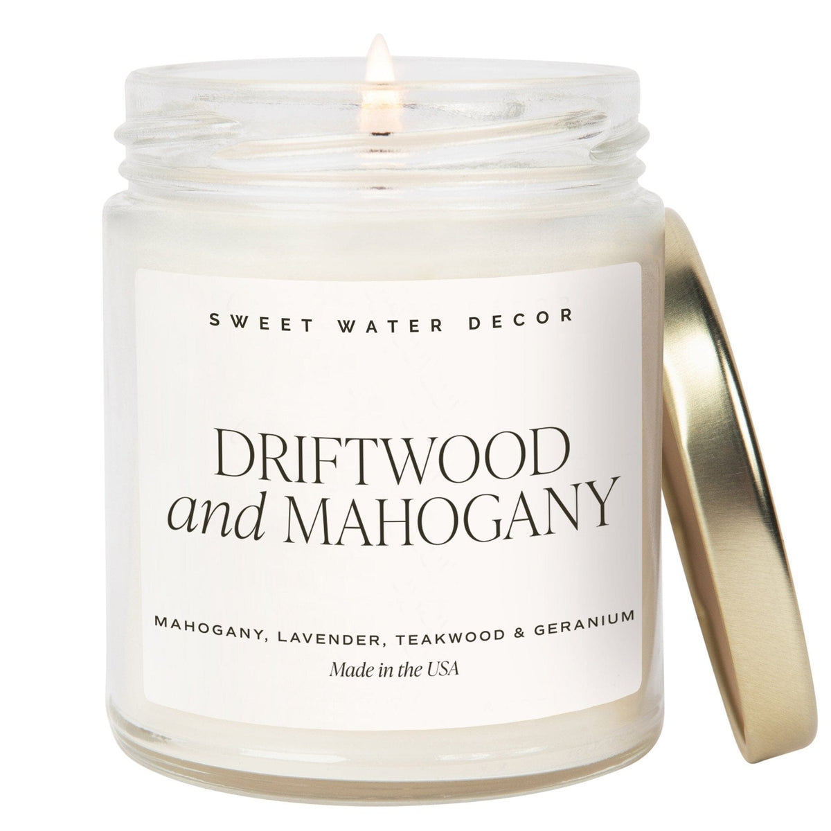 Driftwood and Mahogany Soy Candle - Clear Jar - 9 oz