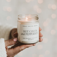 Hot Cocoa and Peppermint Soy Candle - Clear Jar - 9 oz