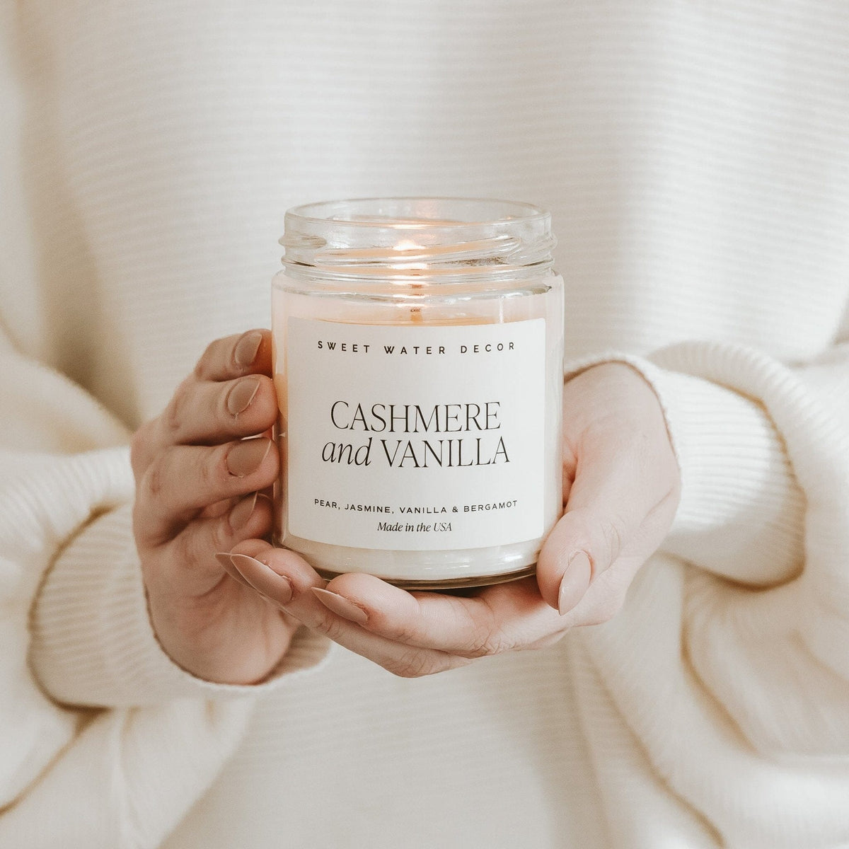 Cashmere and Vanilla Soy Candle - Clear Jar - 9 oz