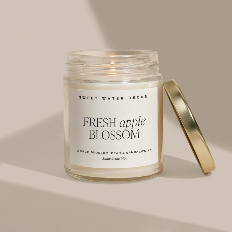 Fresh Apple Blossom Soy Candle - Clear Jar - 9 oz