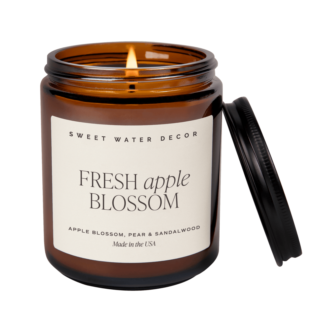 Fresh Apple Blossom Soy Candle - Amber Jar - 9 oz