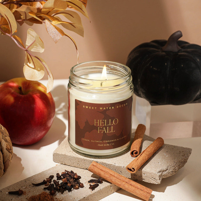 Hello Fall Soy Candle | 9oz. Clear Jar