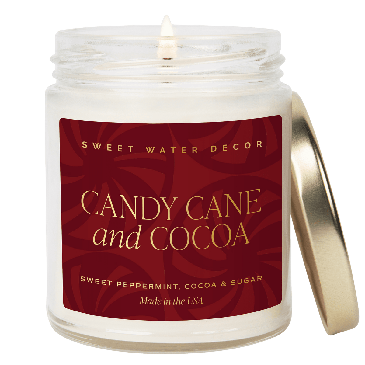 Candy Cane and Cocoa Soy Candle - Clear Jar - 9 oz