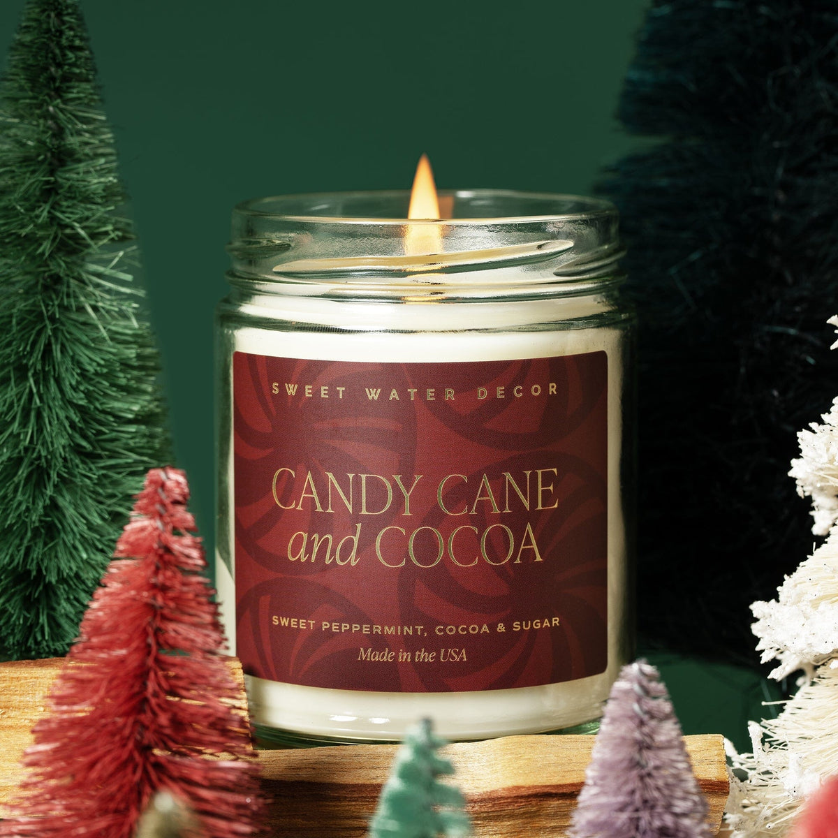 Candy Cane and Cocoa Soy Candle - Clear Jar - 9 oz