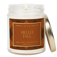 Hello Fall Soy Candle - Patterned 9 oz - Clear Jar
