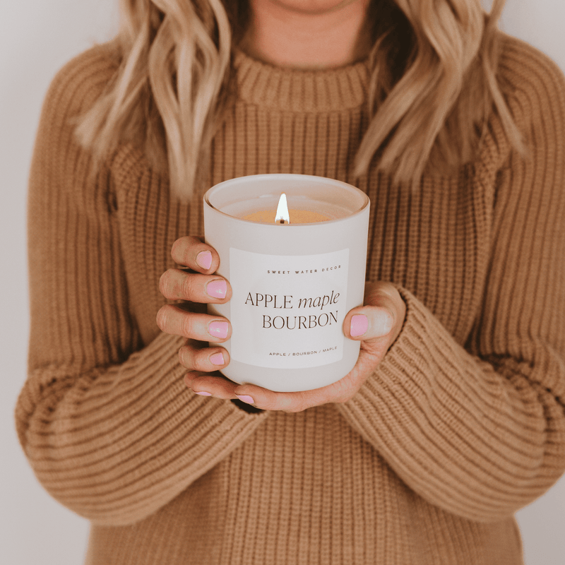 Apple Maple Bourbon Soy Candle - Tan Matte Jar - 15 oz (Sunday Brunch)