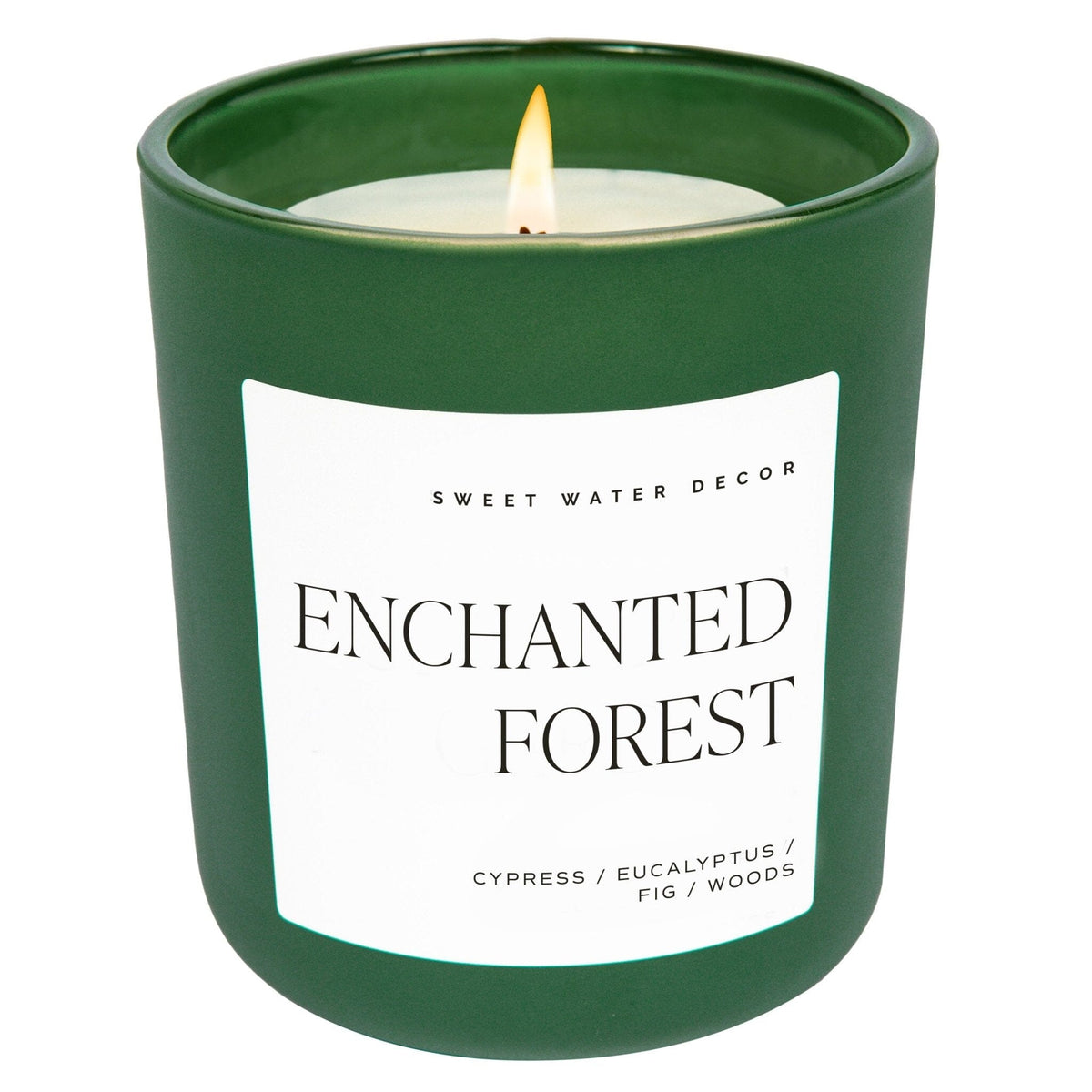 Enchanted Forest Soy Candle - Green Matte Jar - 15 oz (Cypress and Fig)