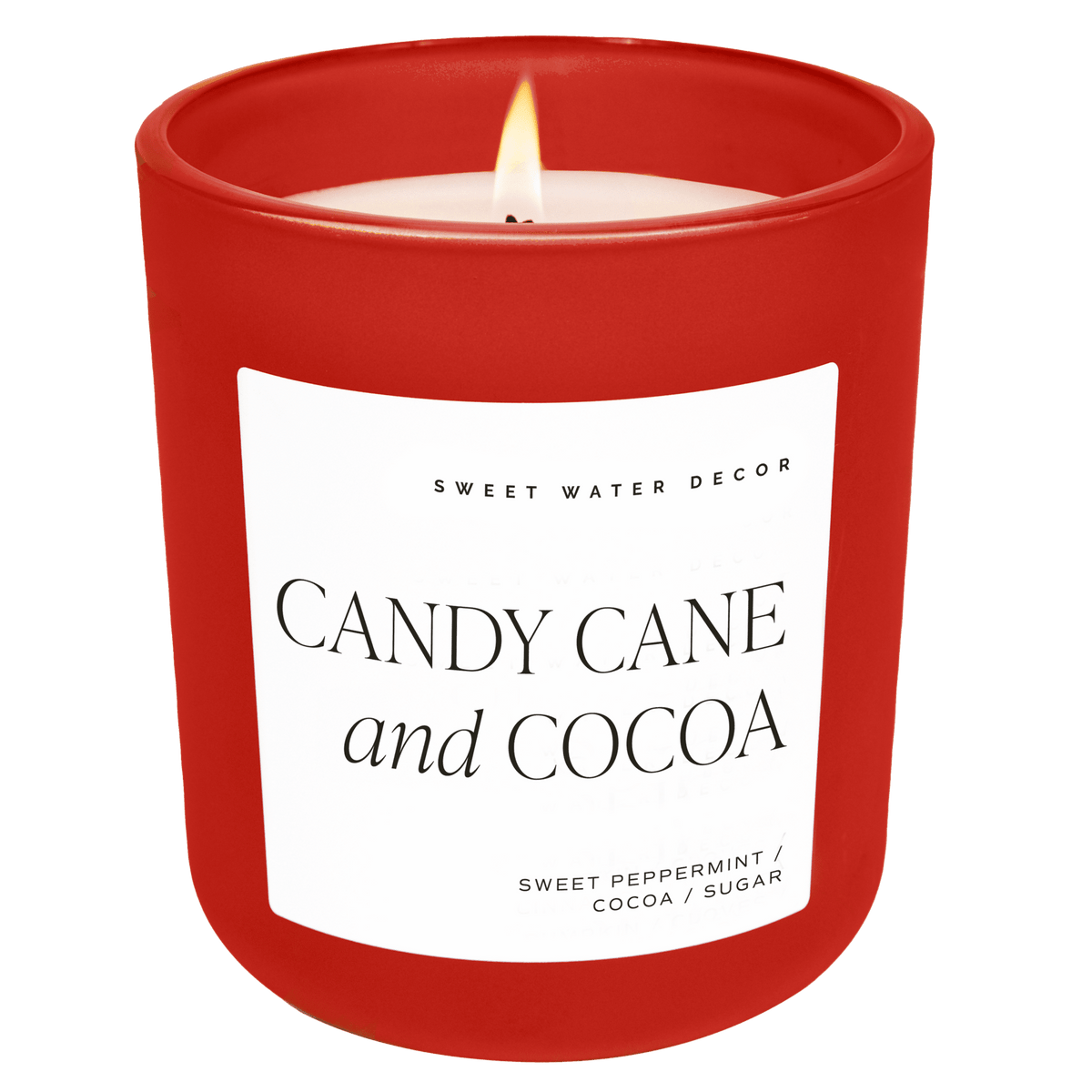 Candy Cane and Cocoa Soy Candle - Red Matte Jar - 15 oz (Hot Cocoa and Peppermint)