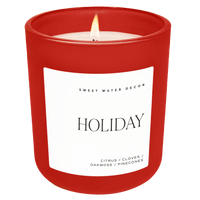 Holiday Soy Candle - Red Matte Jar - 15 oz