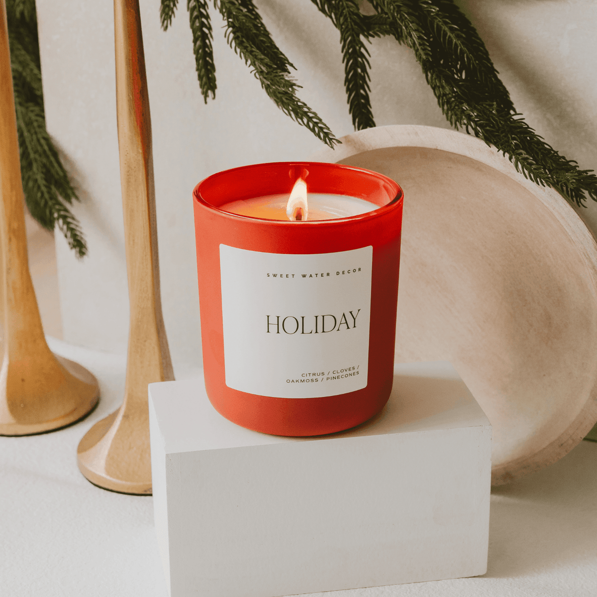 Holiday Soy Candle - Red Matte Jar - 15 oz