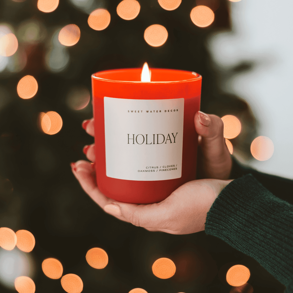 Holiday Soy Candle - Red Matte Jar - 15 oz