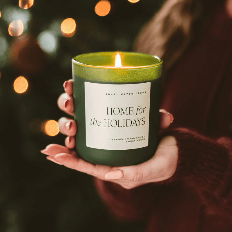 Home for the Holidays Soy Candle - Green Matte Jar - 15 oz (Flannel)