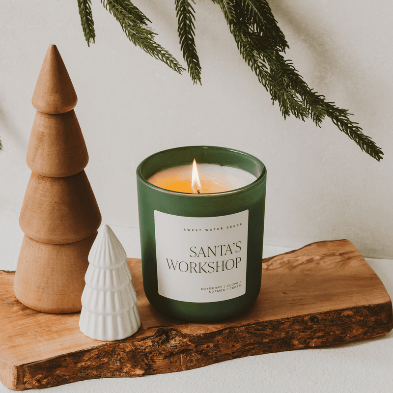 Santa's Workshop Soy Candle - Green Matte Jar - 15 oz (Merry and Bright)