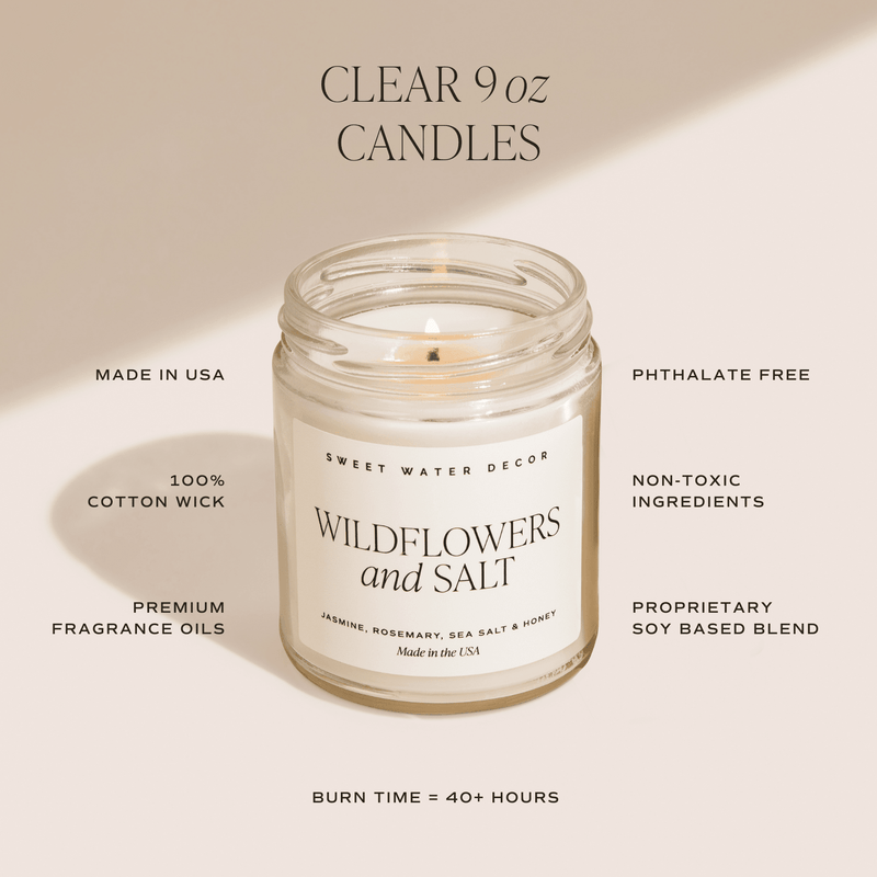 Cashmere and Vanilla Soy Candle - Clear Jar - 9 oz