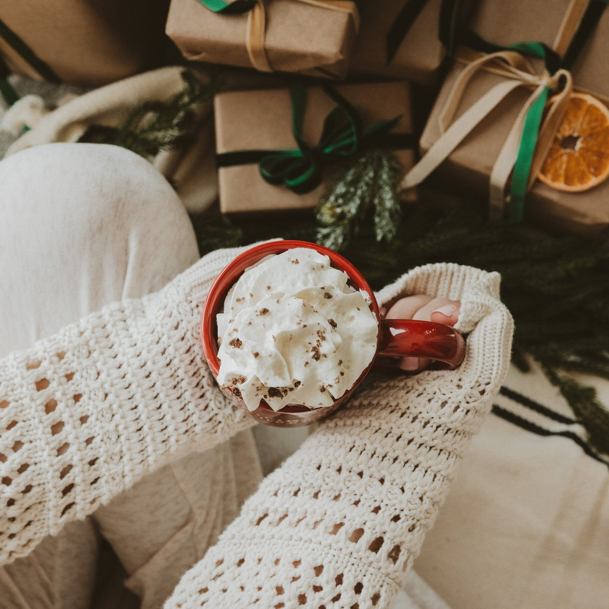 Holiday Cheer 14oz. Red Stoneware Coffee Mug