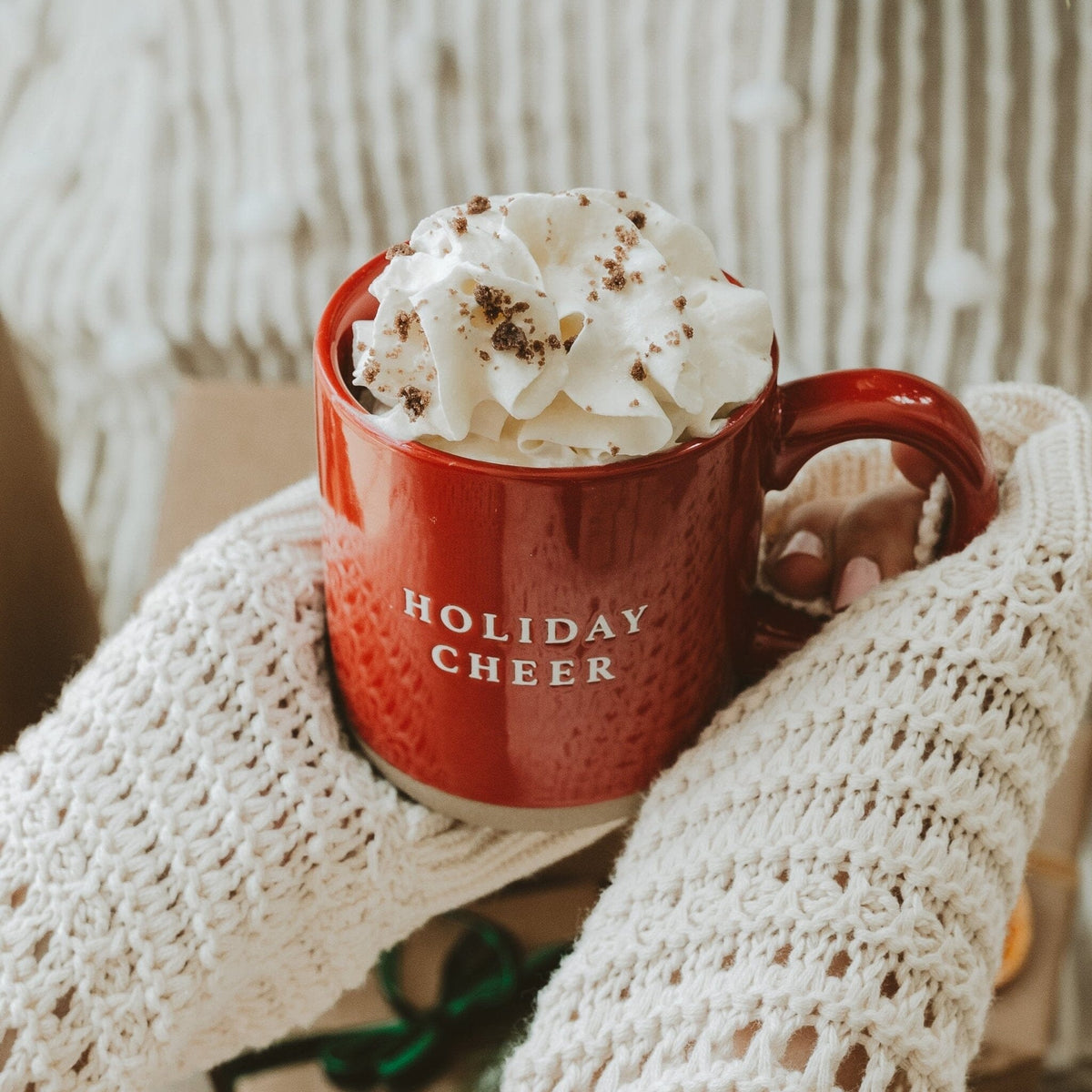 Holiday Cheer 14oz. Red Stoneware Coffee Mug