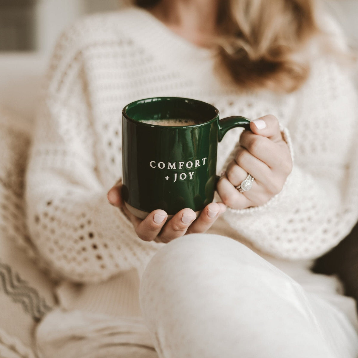 Comfort and Joy 14oz. Green Stoneware Coffee Mug