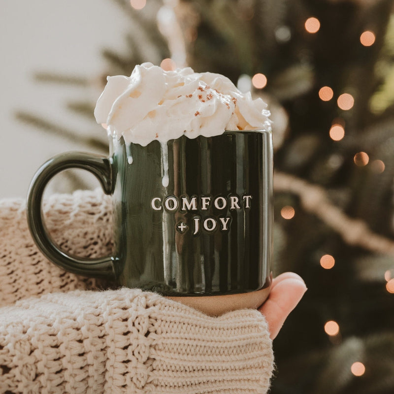 Comfort and Joy 14oz. Green Stoneware Coffee Mug