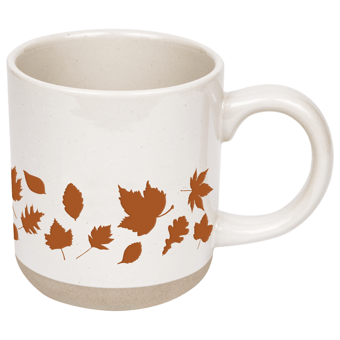 Orange Leaves 14oz. Cream Stoneware Coffee Mug