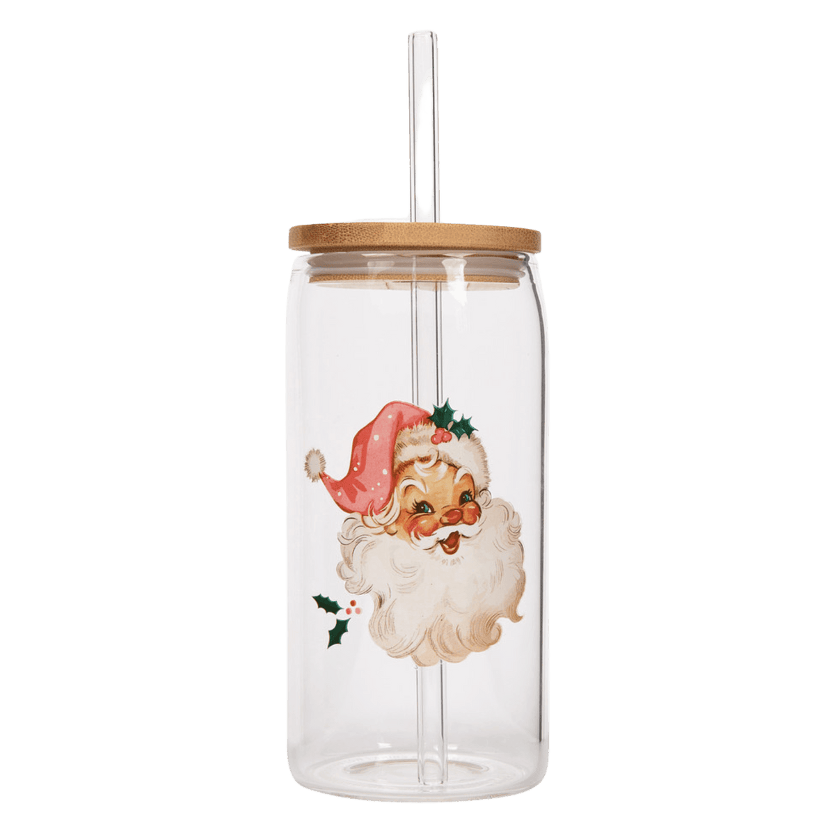 Vintage Santa Can Glass - 17 oz