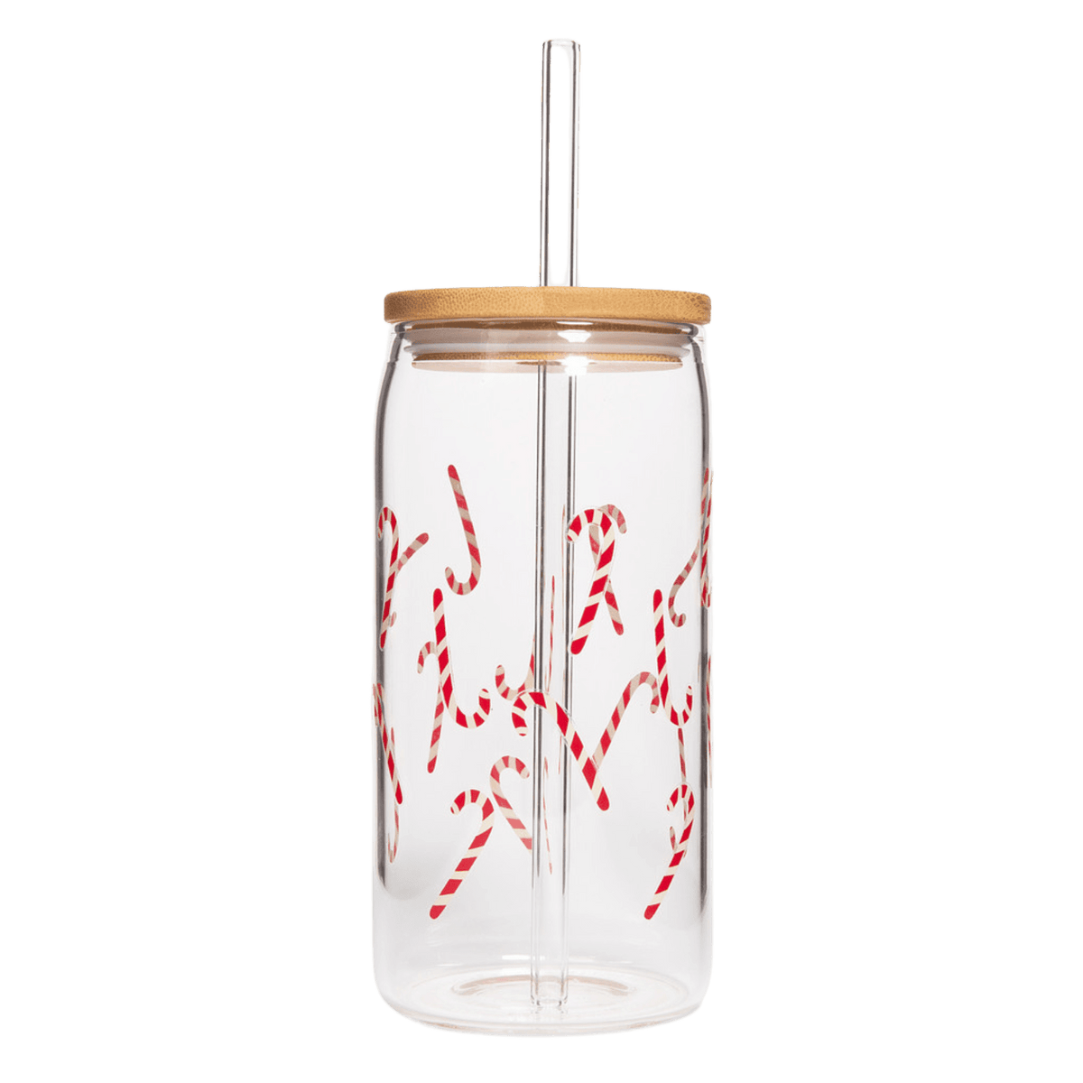 Candy Cane Can Glass - 17 oz