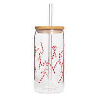 Candy Cane Can Glass - 17 oz