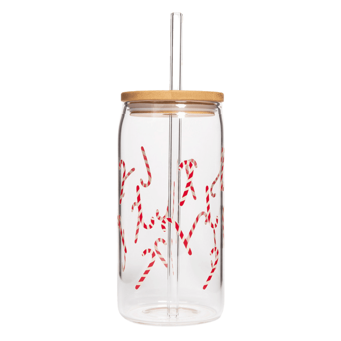 Candy Cane Can Glass - 17 oz