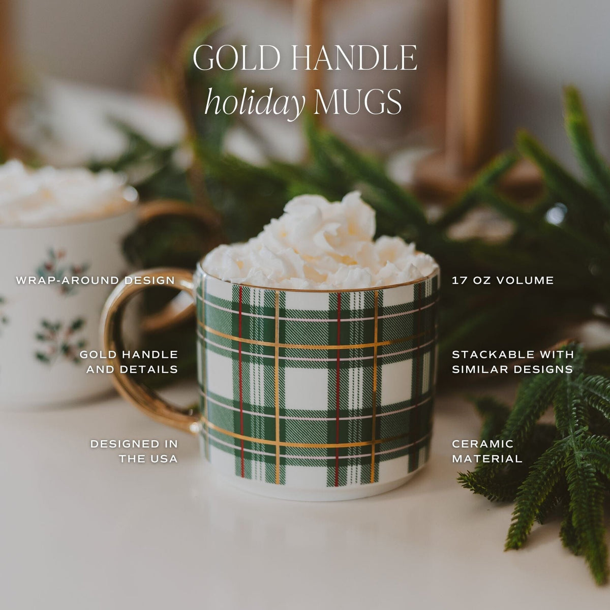 Holiday Greenery 17oz. Coffee Mug