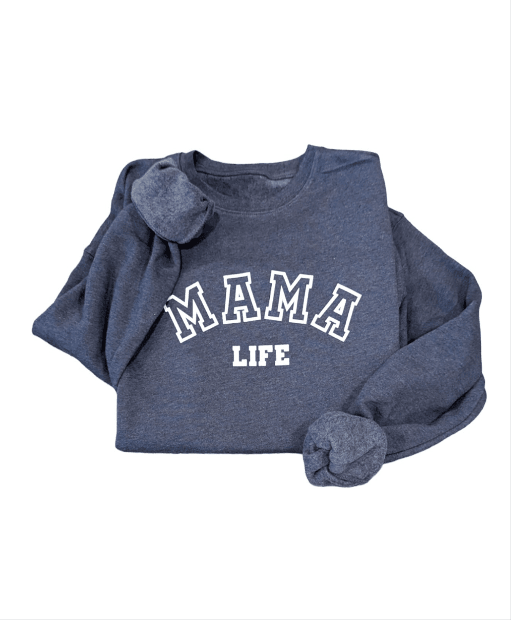 Heather Navy Mama life Pullover